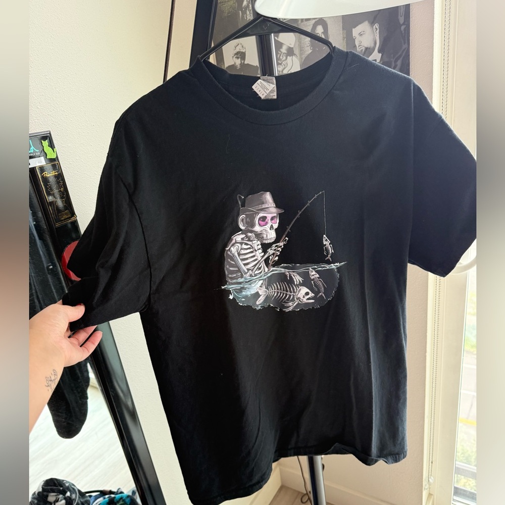 Gildan Black Tee with Skeleton Graphic
